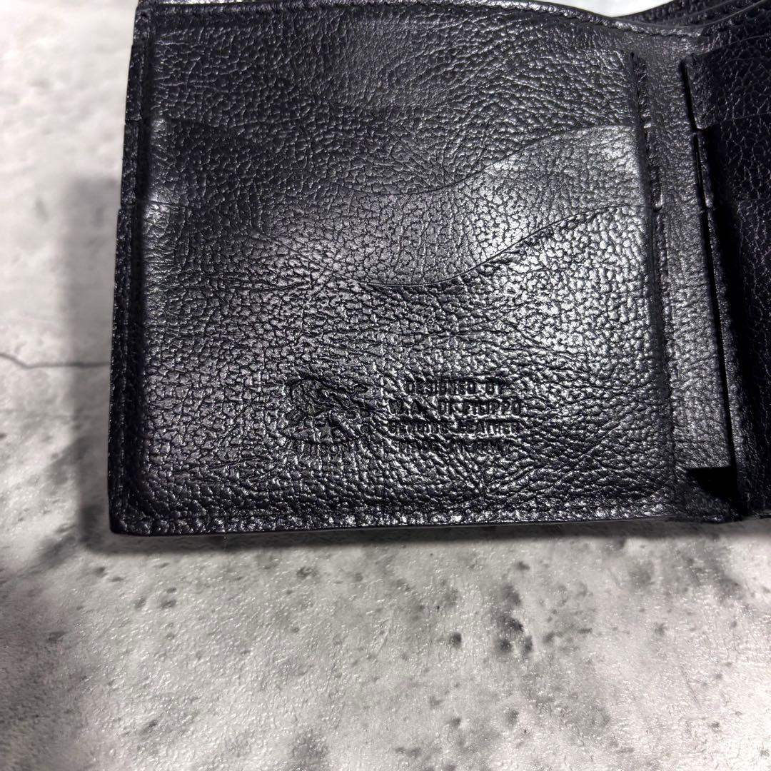 【こーよー！】イルビゾンテ ILBISONTE がま口ミニ財布 黒 シボ革