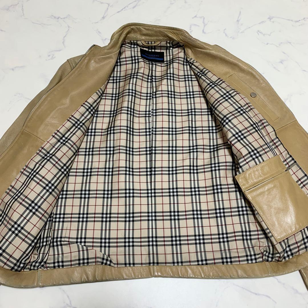 バーバリーブルーレーベル　シングルライダース　ノバチェック　メンズ