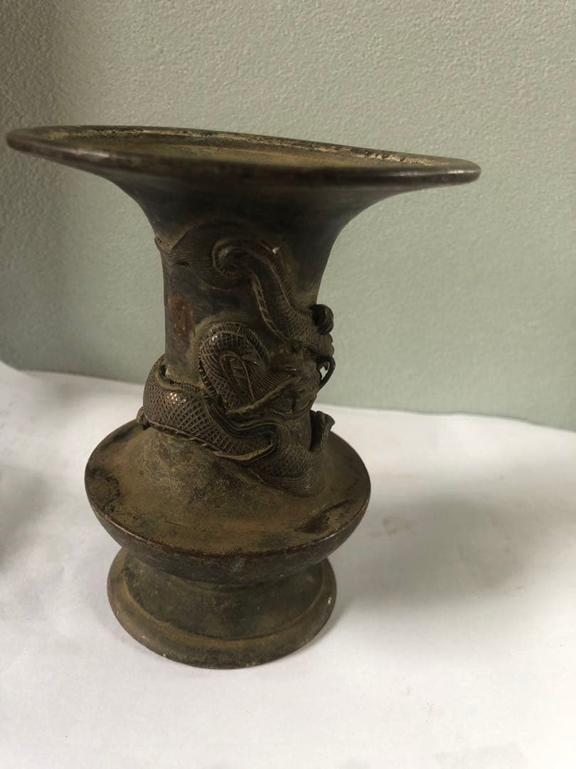 古董，籠尊，古铜製，時代物。