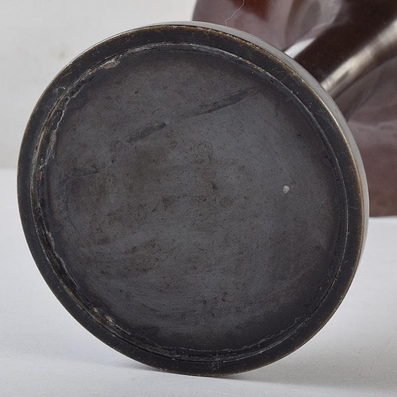 高岡銅器　勝峰作　鋳銅　桔梗口花瓶　共箱　M　R9521B