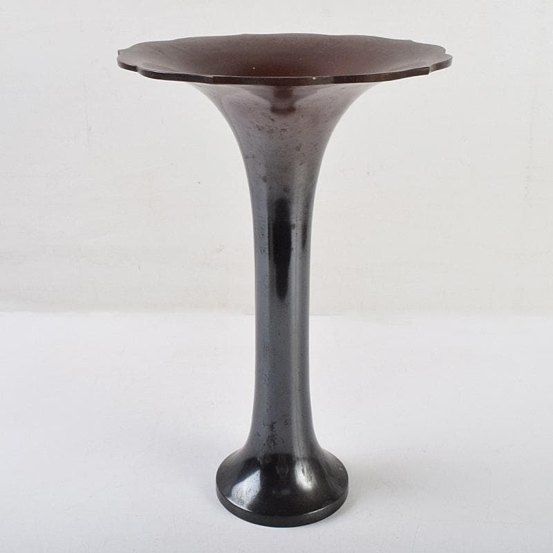 高岡銅器　勝峰作　鋳銅　桔梗口花瓶　共箱　M　R9521B