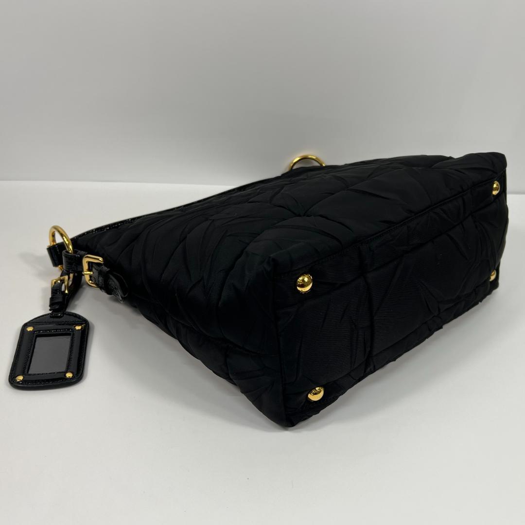 プラダ BR3861 ナイロン ネロ キルティング ハンドバッグ MBZ266