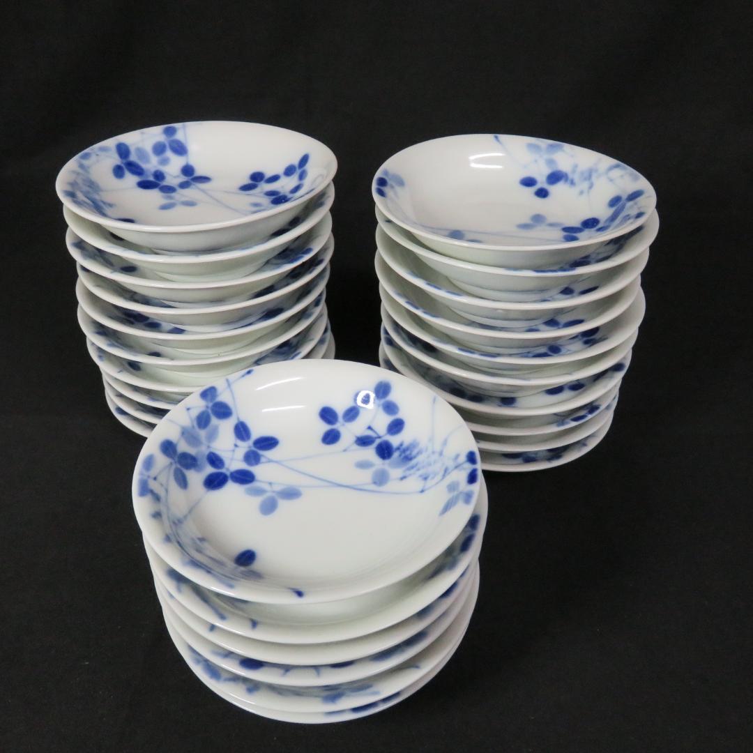 伊万里中手塩皿 草文様 染付 古伊万里 共箱 26枚 まとめ売り 小皿