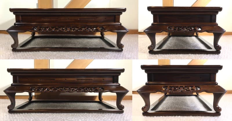 【勝峰作】花台 飾り台 螺鈿細工 金彩蒔絵 机 ガラス付属 ②