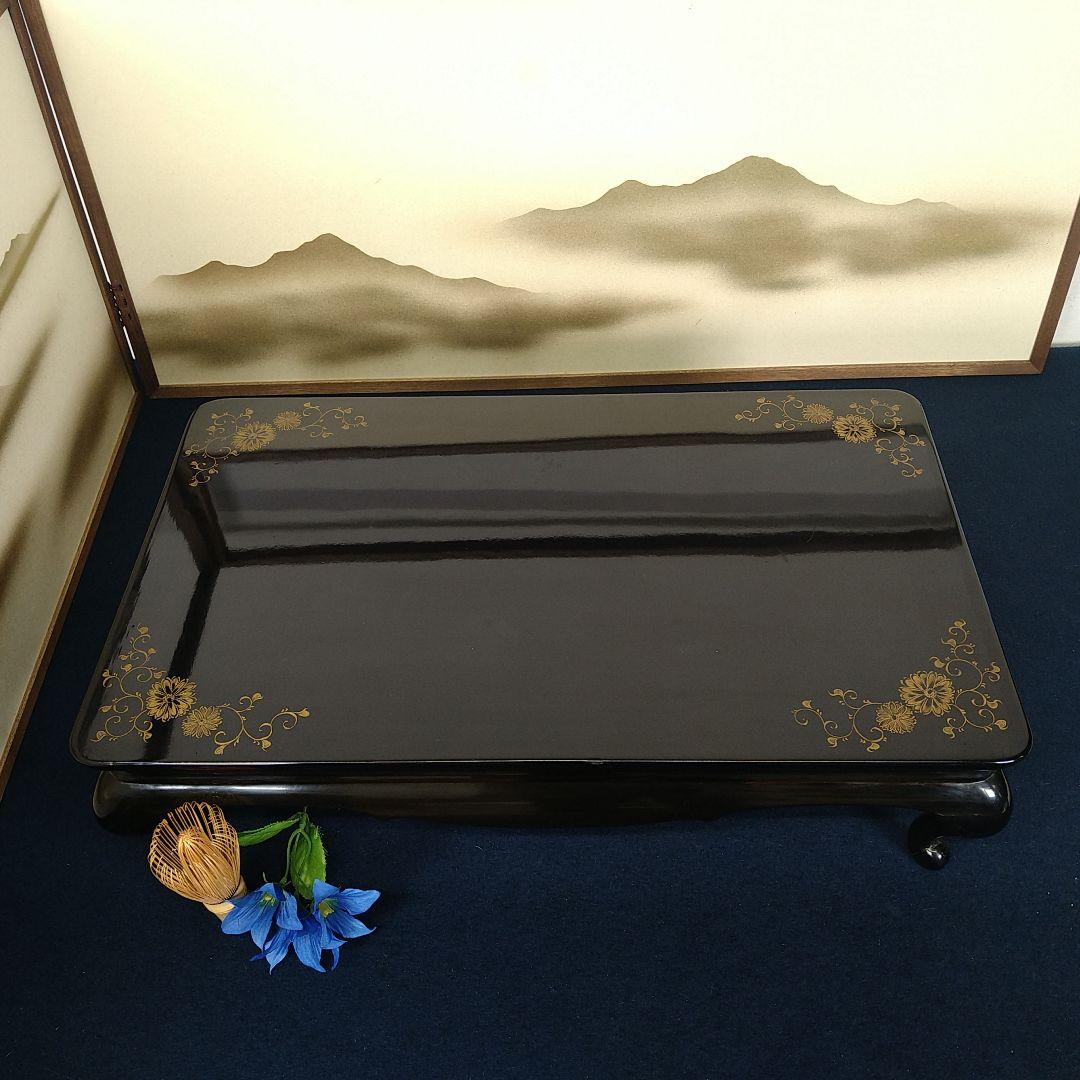 AC27 輪島塗 平卓 沈金 蒔絵 唐草 香炉台 花台 盆栽台 木製 漆塗り