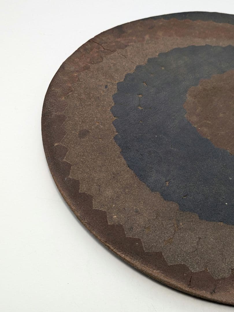 岡山県重要無形文化財 山本出 備前焼 出彩陶板 プレート 敷板 敷瓦 飾り皿