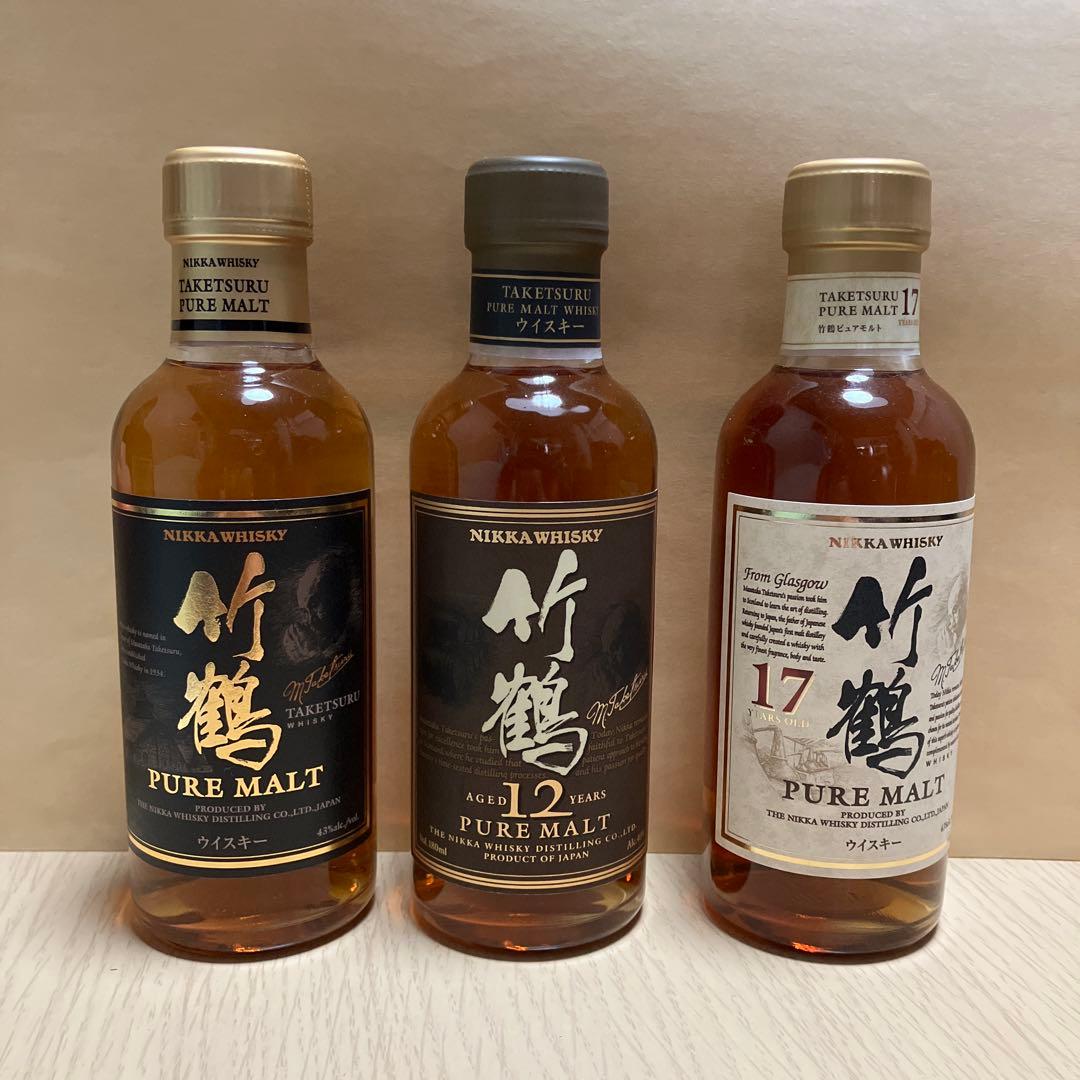 NIKKA 竹鶴 ピュアモルト 17年、12年、NV 180ml 3本【終売品】