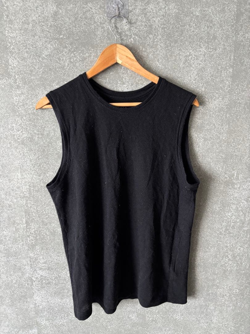 【山と道】DF mesh merino sleeveless 黒 &カーキ　Ｌ