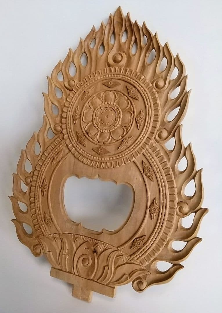 光背(3.5寸坐像用)#429 透し彫 火焔 ◆白檀 木彫 仏像付属品