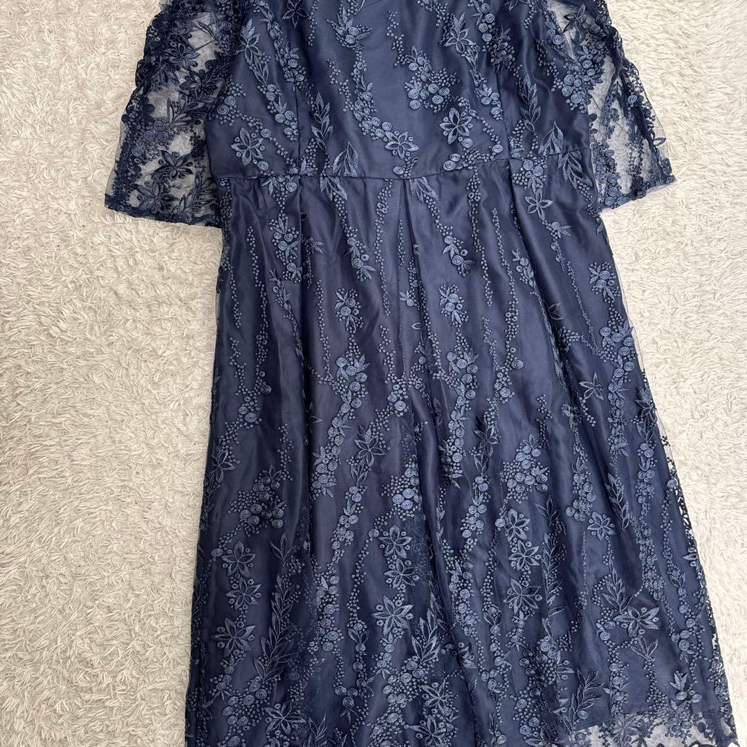 極美品 niana 刺繍レース バックリボン パーティードレス 二次会 4L