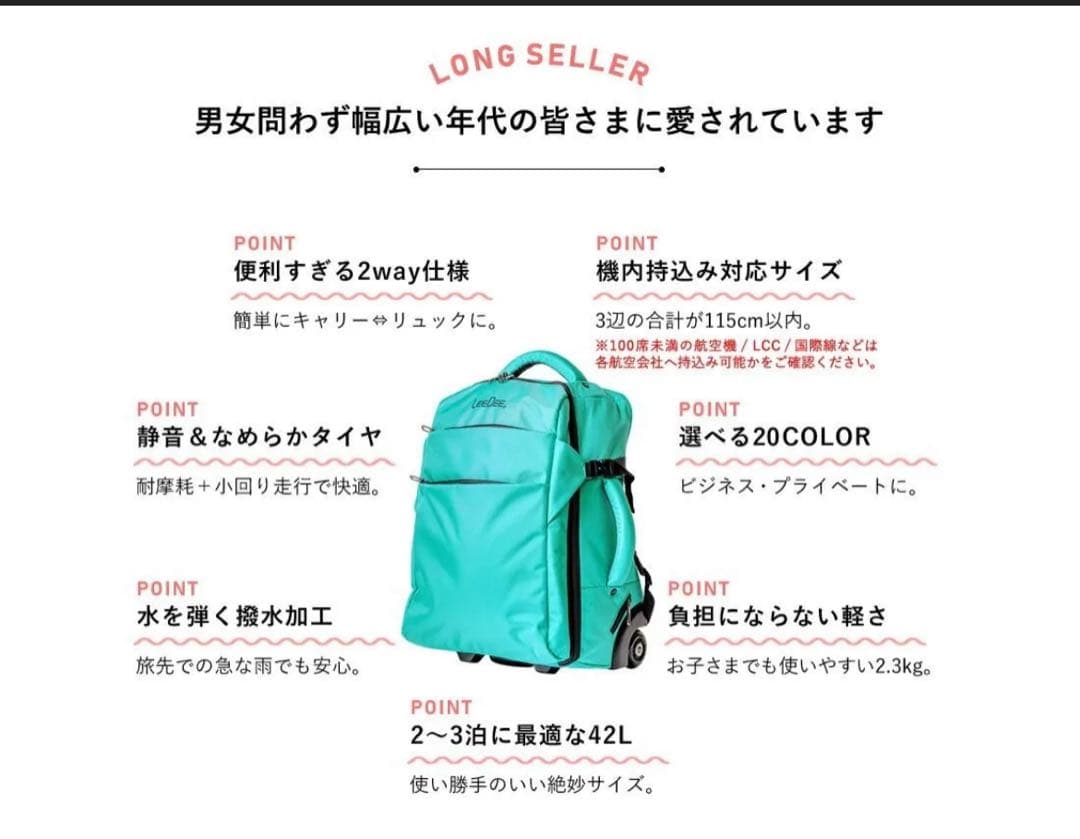LeeDee 2wayキャリーバック　ブラック 美品