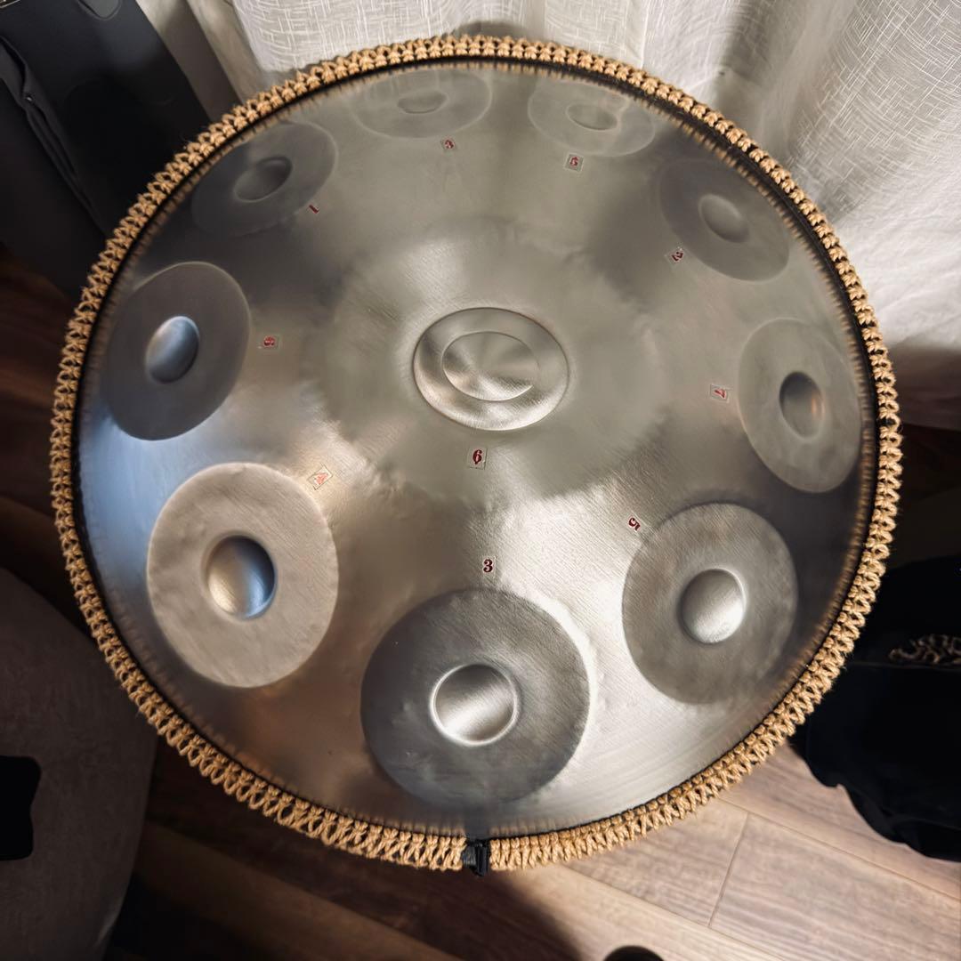 ハンドパン 10音 Dマイナー 約56cm ステンレス製 ケース・スタンド付