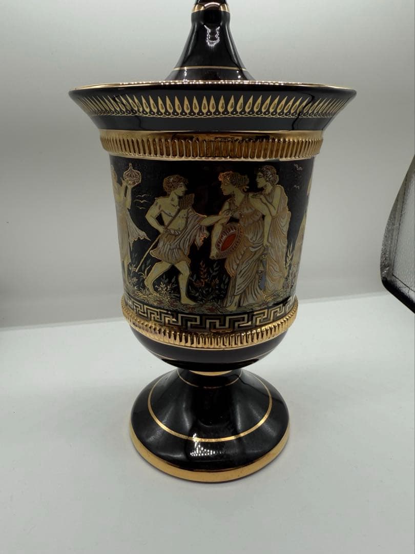 Kratimenos ギリシャ製 花瓶 壺 24K金彩 ハンドメイド 古代神話