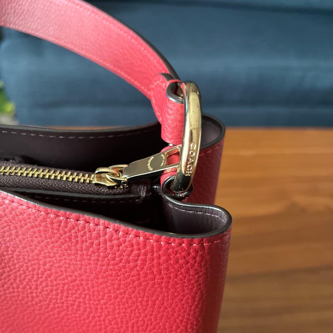 コーチ COACHスモールタウンバケットショルダー・ハンドバッグ2way レッド