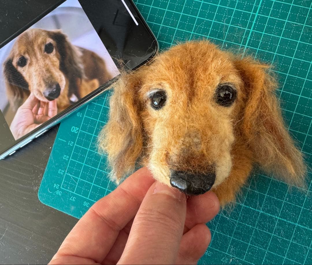 わんこ限定　うちの子プレート　わたわたペットの羊毛フェルト作品