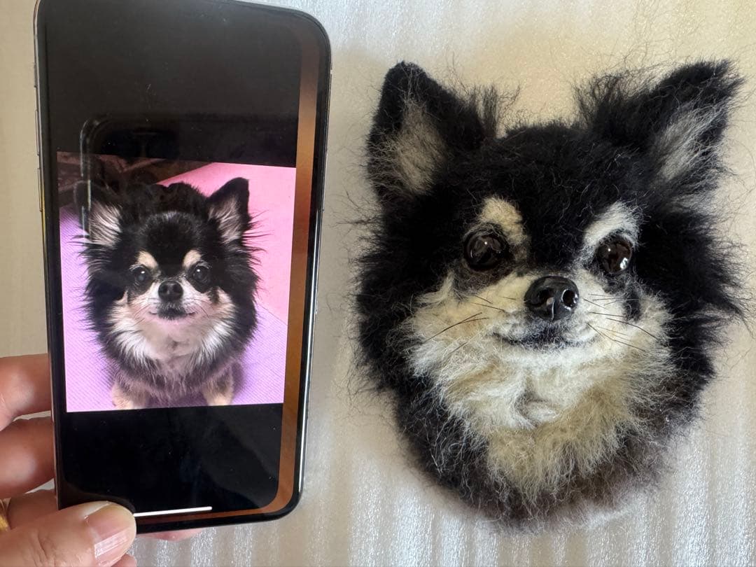 わんこ限定　うちの子プレート　わたわたペットの羊毛フェルト作品