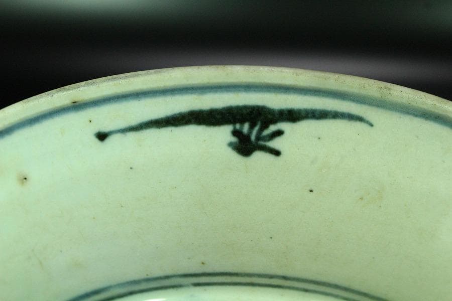 中国美術 古染付 草花紋 皿 φ17.5cm 五件 まとめて(K-RC994)