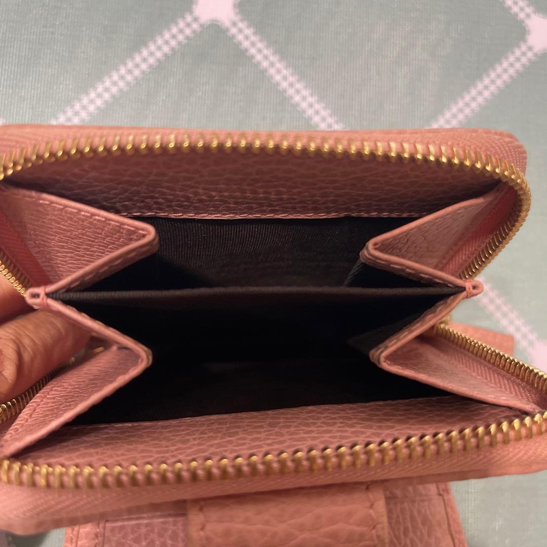 GUCCI GGキャンバス 二つ折り財布 ベージュ/ピンク