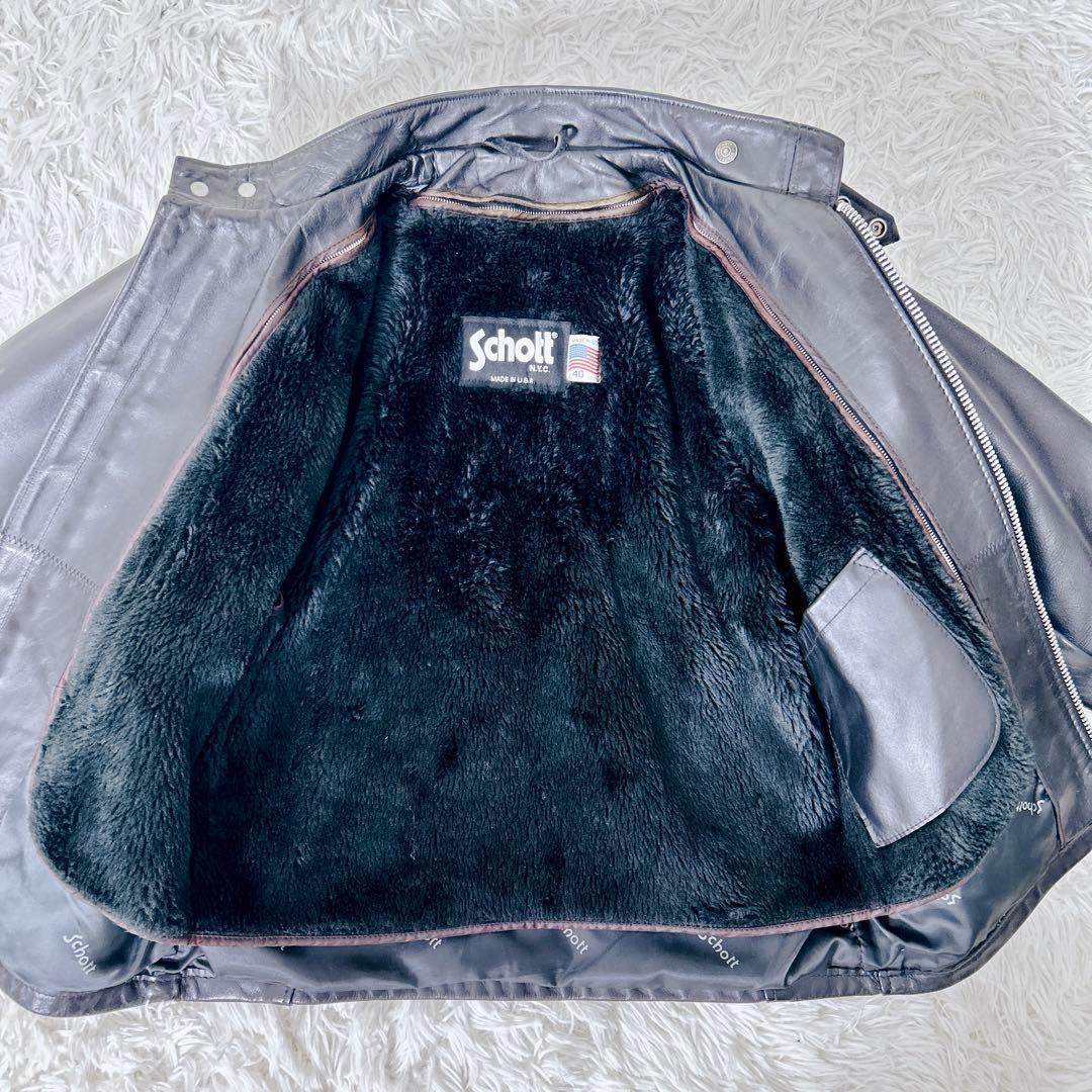 【米国製】Schott 641SP シングルライダース 40 ボアライナー付　L