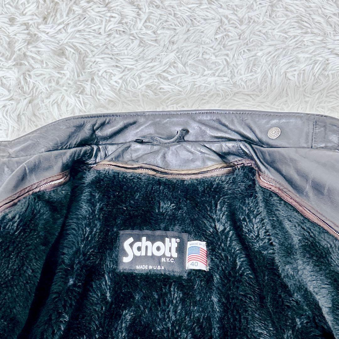 【米国製】Schott 641SP シングルライダース 40 ボアライナー付　L