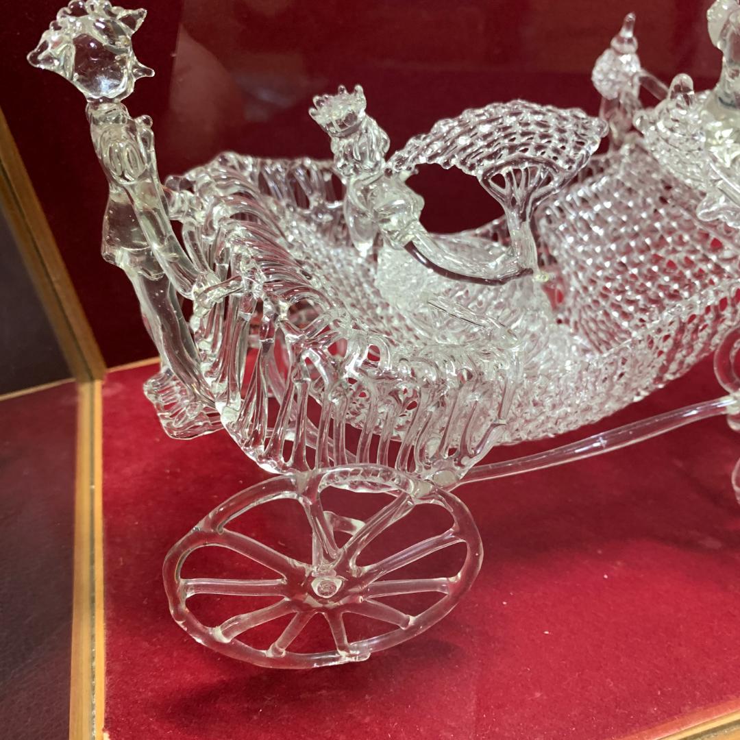 細密ガラス細工　馬車　インテリア　昭和レトロ