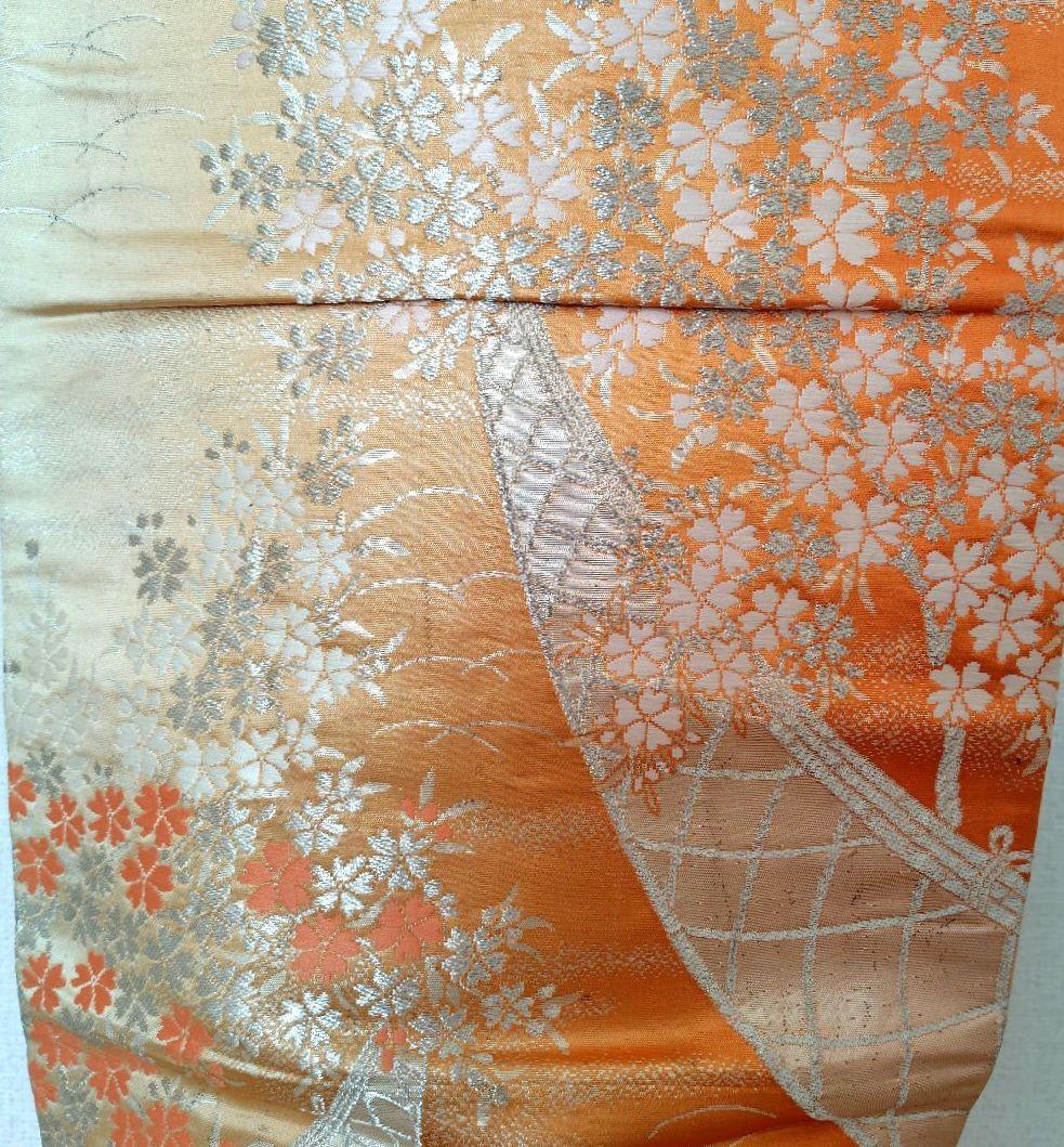 お琴カバー【橙】着物帯 ゆたん油単ハンドメイド 和楽器 正絹 袋帯 山田流