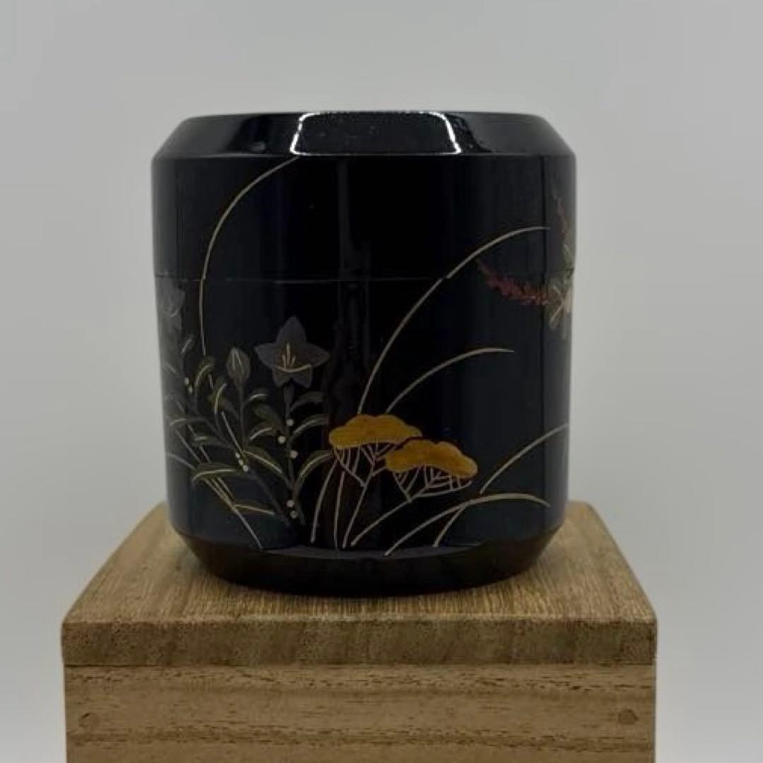 茶道具　輪島塗　秋草蒔絵　棗　なつめ　在名あり　供箱