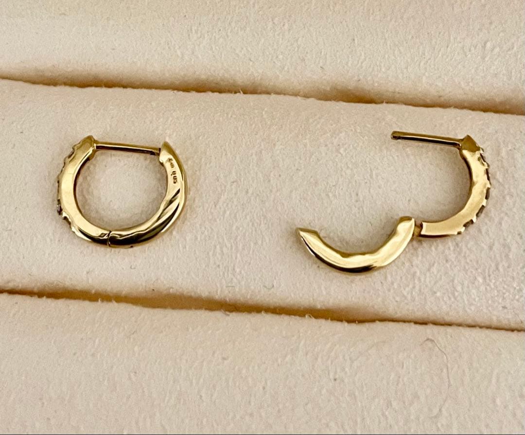 K18 ダイヤモンド フープピアス YG