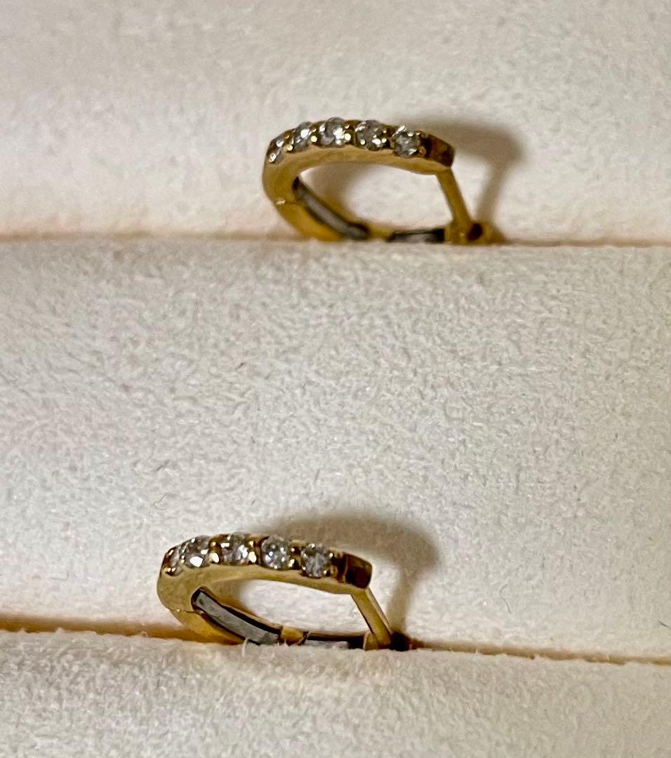 K18 ダイヤモンド フープピアス YG