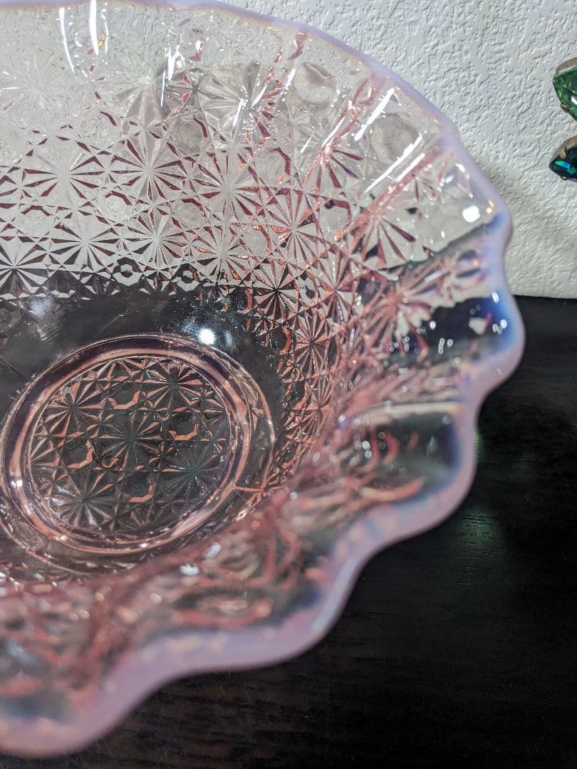 L.E.Smith ピンクオパルセント　ディジー＆ボタン Footed Bowl