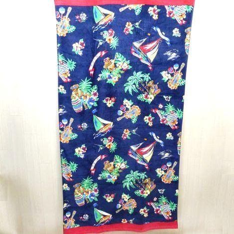 ポロ ラルフローレン ポロベア ビーチタオル トロピカル柄 ネイビー