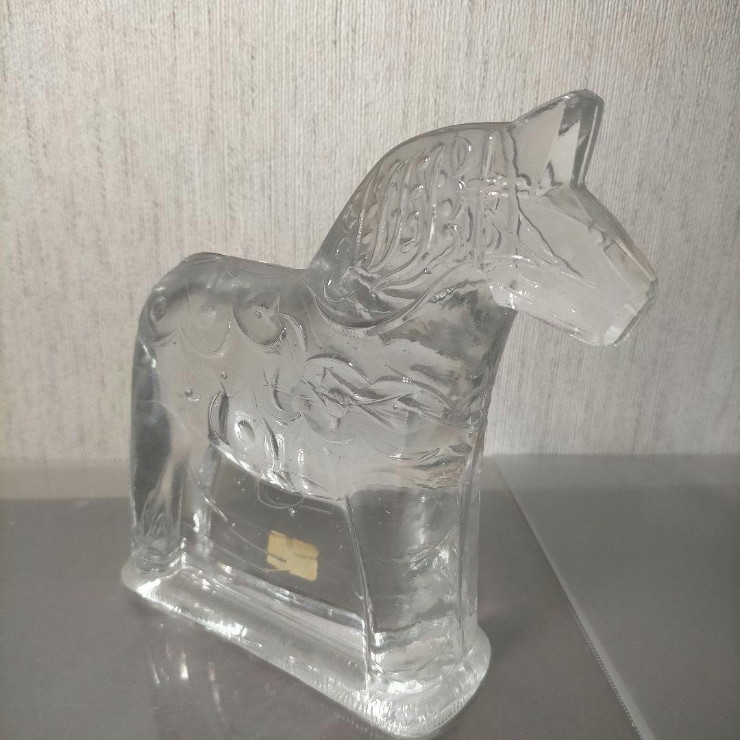 ひなすけ スウェーデン製 クリアガラス馬のオブジェ