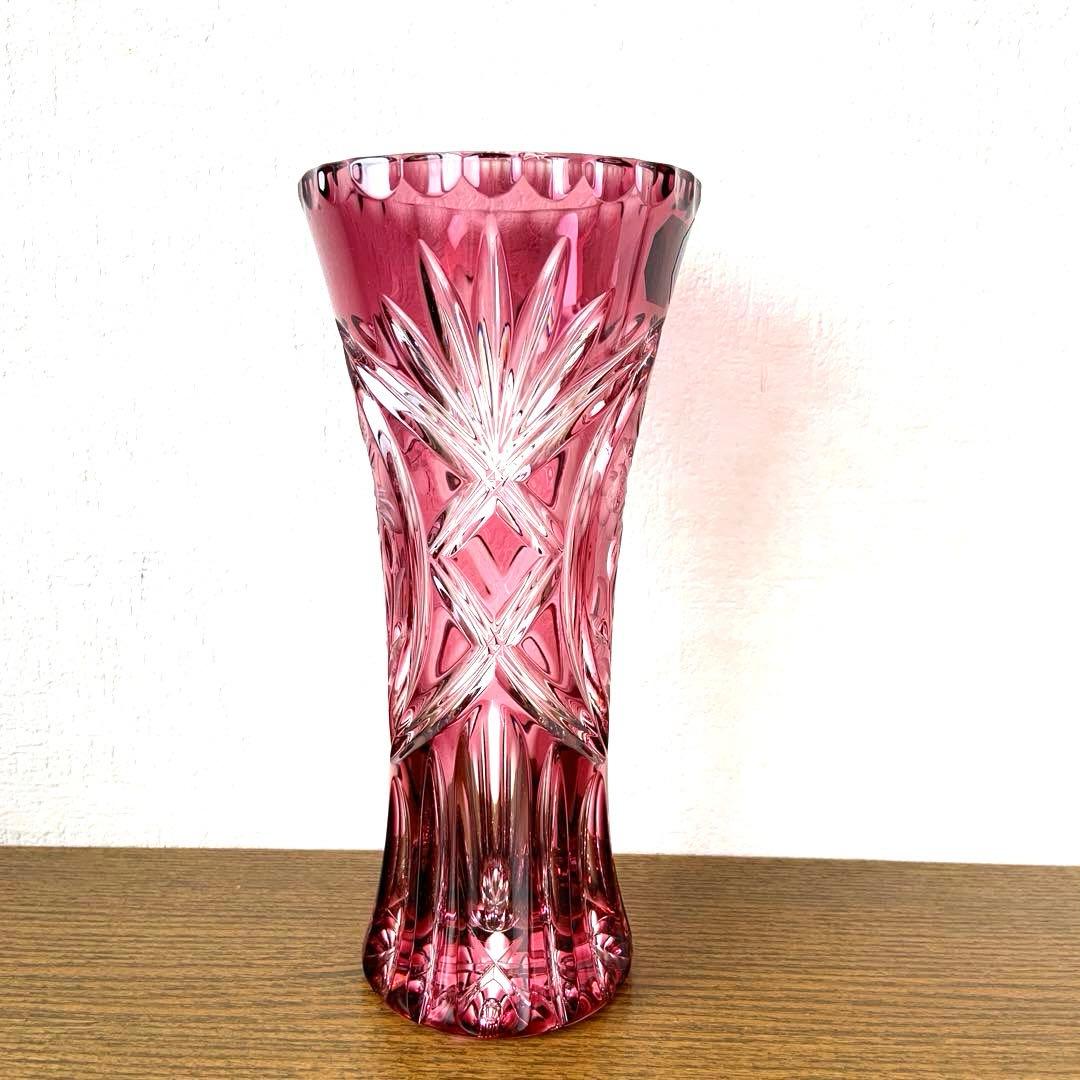 新品 ドイツ製 ドレスデン クリスタル ガラス 切子 花瓶 フラワーベース