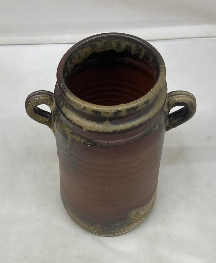 B457b「備前 花入」紀文春造　共布共箱　伊部　備前焼　日本六古窯