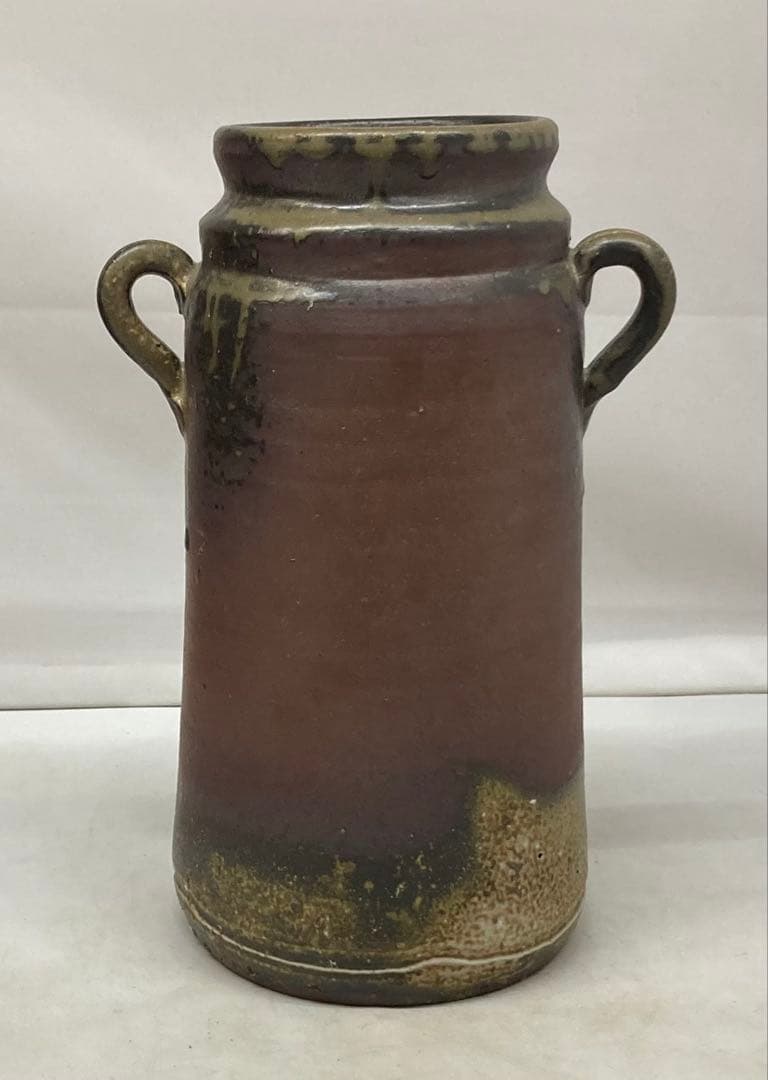 B457b「備前 花入」紀文春造　共布共箱　伊部　備前焼　日本六古窯