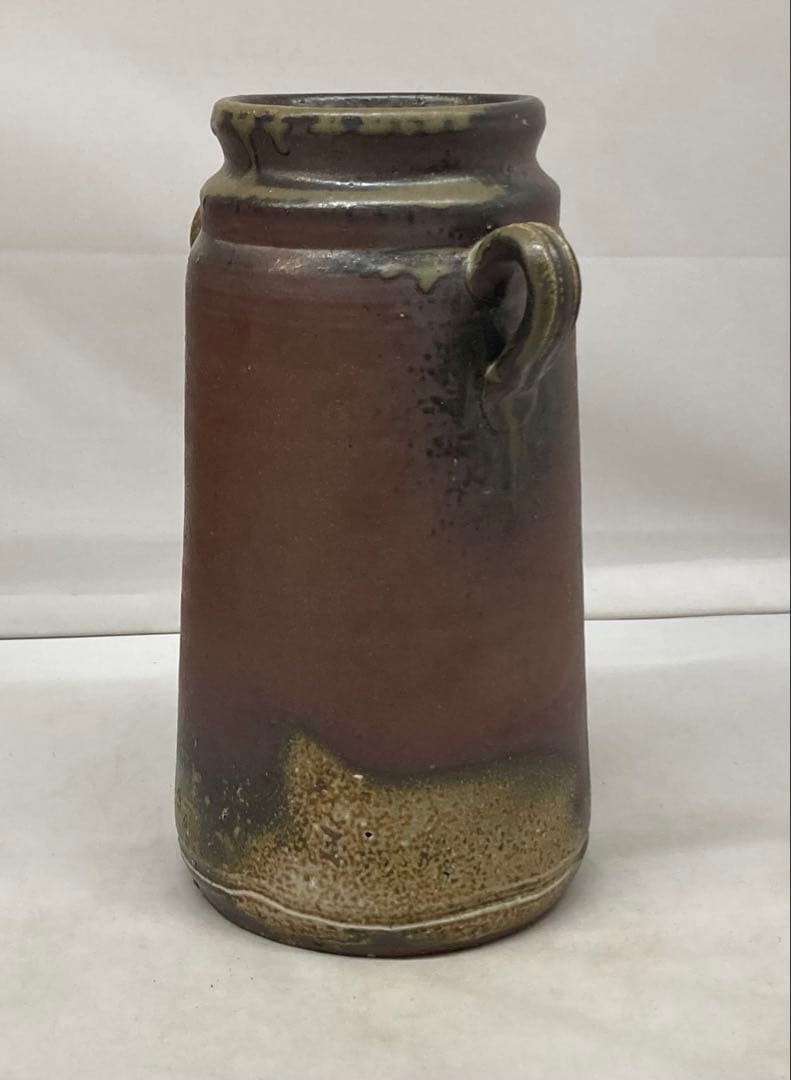 B457b「備前 花入」紀文春造　共布共箱　伊部　備前焼　日本六古窯