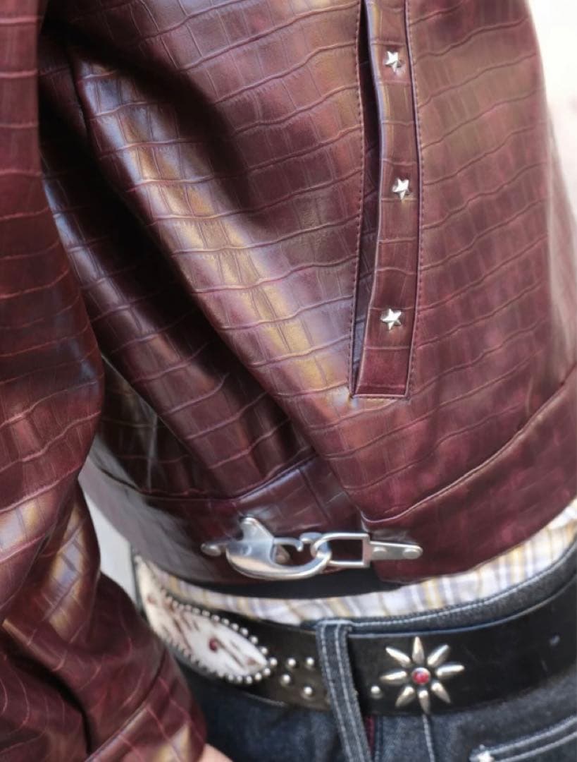 即完品　BELVET Croc-Embossed Leather Jacket