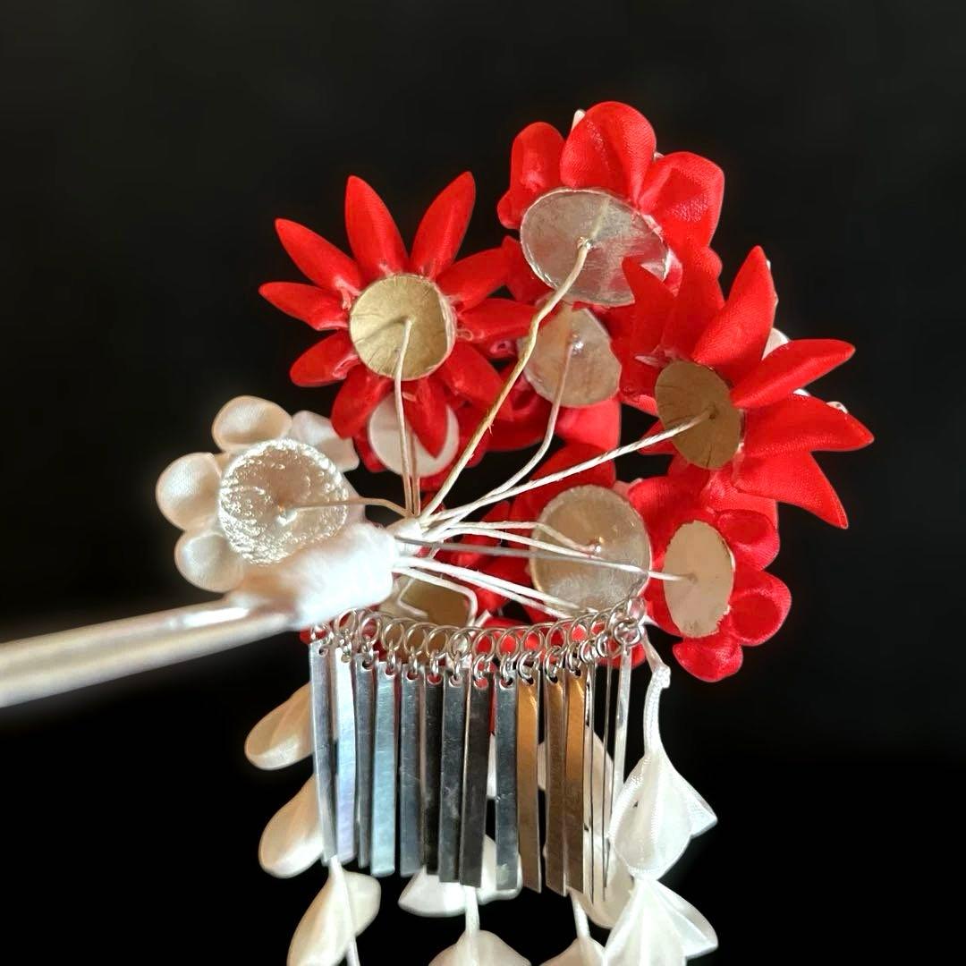 勝山髪飾り 七五三 7歳 (赤) 紅葉