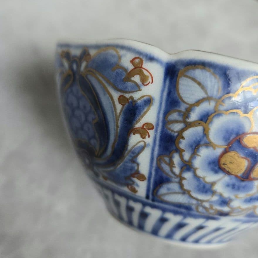 古伊万里　金彩　赤絵　染付　向付　江戸時代　骨董　金継ぎ　アンティーク