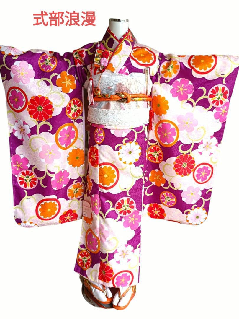 専用です☆未使用品☆式部浪漫☆紫薄ピンク着物と作り帯フルセット七五三