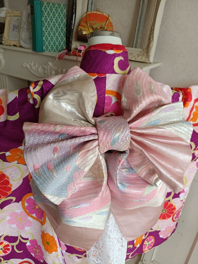専用です☆未使用品☆式部浪漫☆紫薄ピンク着物と作り帯フルセット七五三