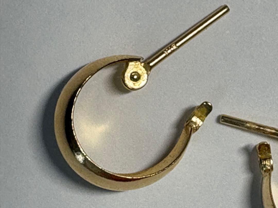 K18 フープピアス 5mm×10mm 5×10 月甲