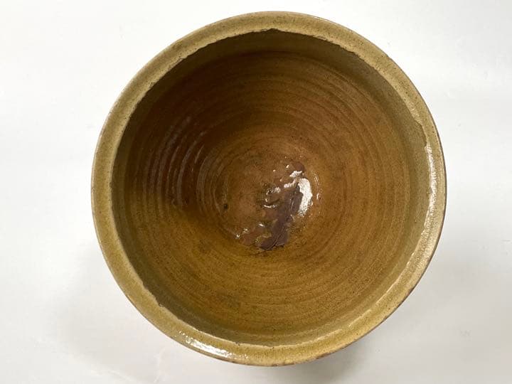 骨董　古美術　権兵衛焼　水指　出雲　楽山　伊羅保　黄伊羅保　枇杷　茶道具　塗蓋