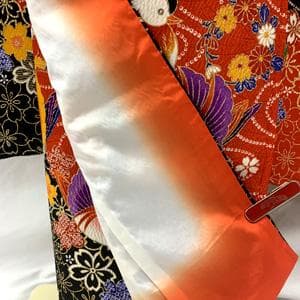 504ag67□七五三 七歳 女児 着物&袋帯 総絞り風 金彩 鴛鴦□状態良好