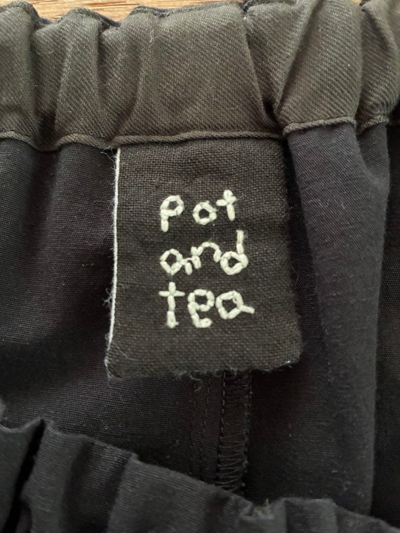 pot and tea 綿絹パンツ 黒