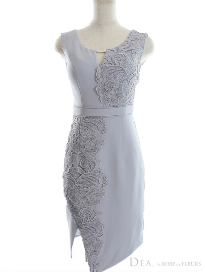 ケミカルレース×アシンメトリーキャバドレス(DE2858)