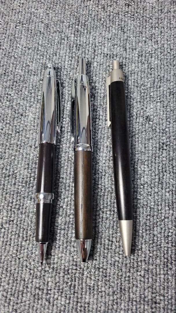木軸ボールペン、シャープペンシル、マルチペン3本セット