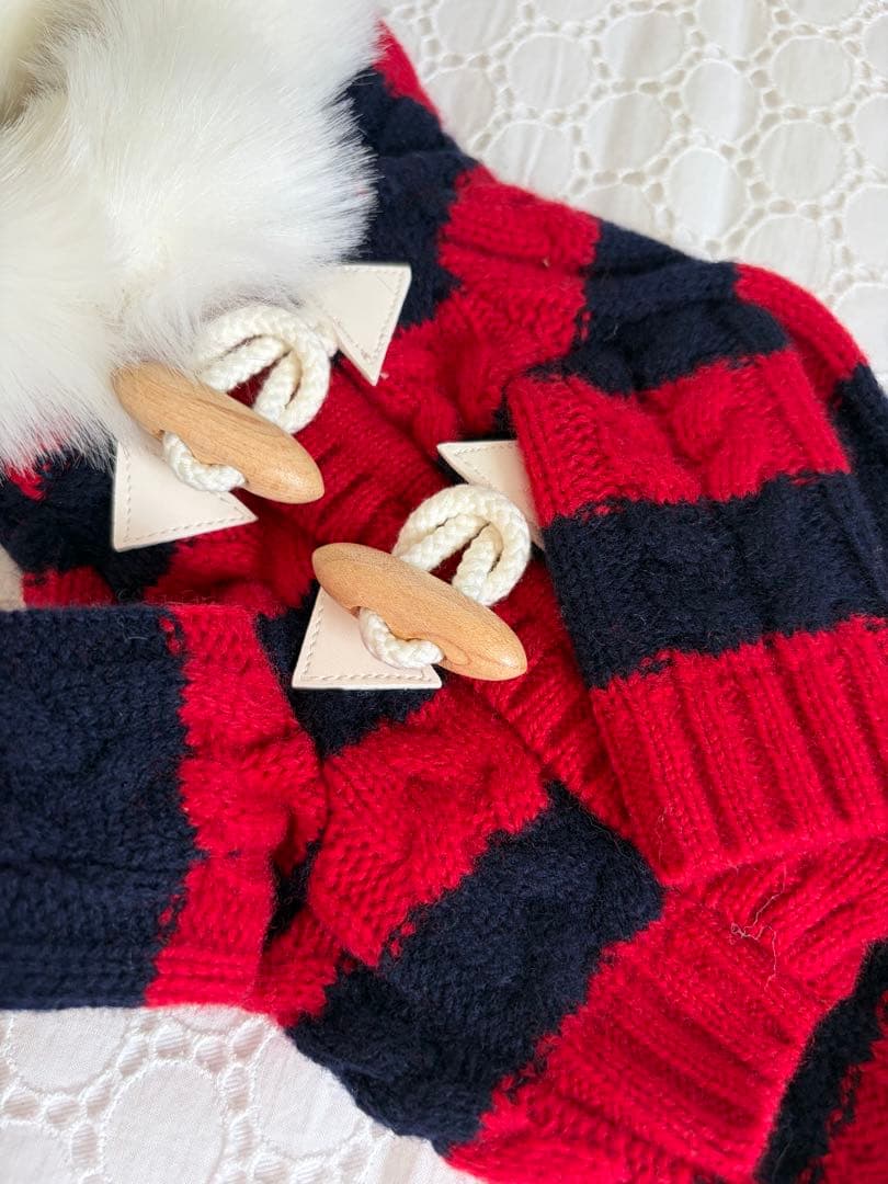 新品タグ付♡ブルブブbulbubu♡ニットダッフルコート♡ウール100%♡XS