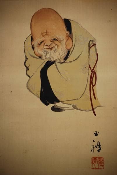 不詳/（画）作者不詳/（賛）/芳雲/寿老人画賛/布袋屋掛軸HB-998