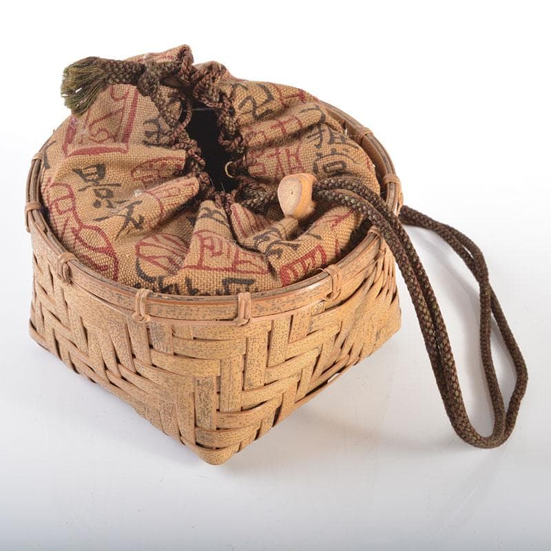 茶道具　楽吉左衛門　黒楽茶碗　極上竹網碗篭付　M　R6158